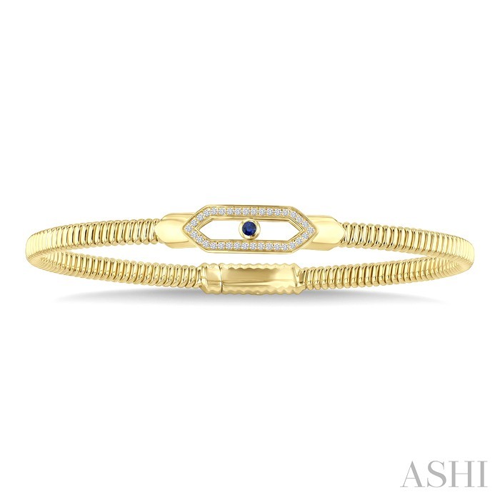 Hexagon Shape Gemstone & Diamond Fashion Flex Bangle