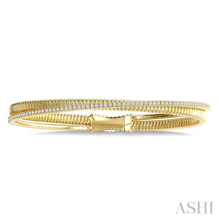 Dual Row Diamond Fashion Flex Bangle