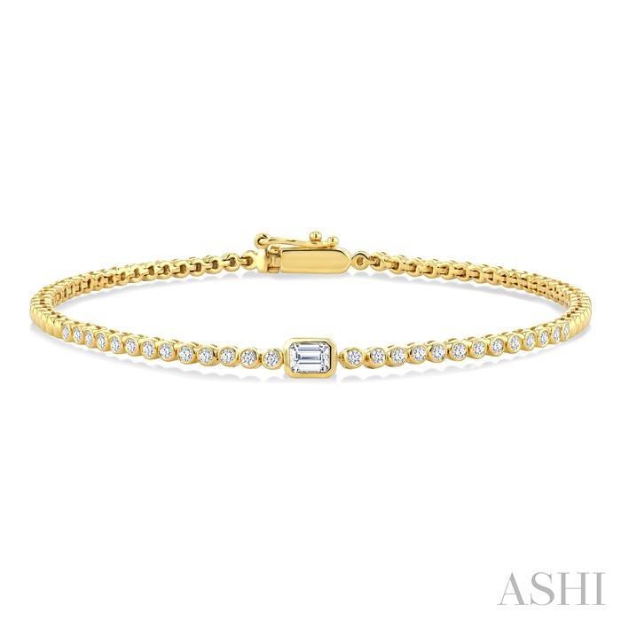 Luna Bezel Emerald Shape Diamond Fashion Bracelet