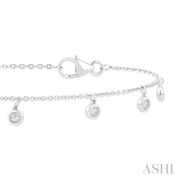 Bezel Set Diamond Charm Station Chain Bracelet