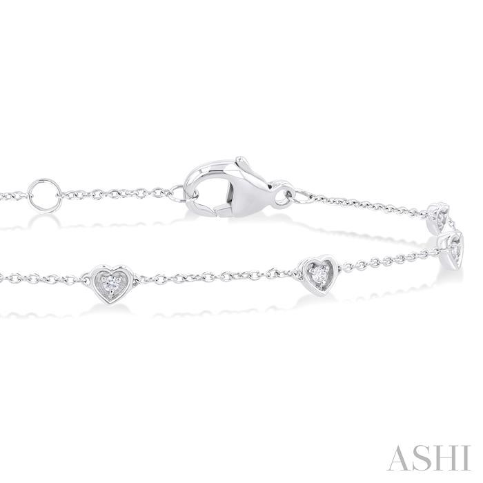 Heart Shape Bezel Set Petite Diamond Station Chain Bracelet