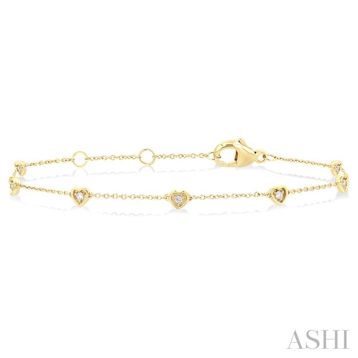 Heart Shape Bezel Set Petite Diamond Station Chain Bracelet