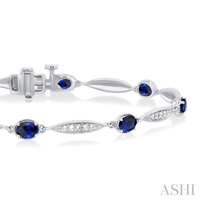 Oval Shape Gemstone & Diamond Bracelet