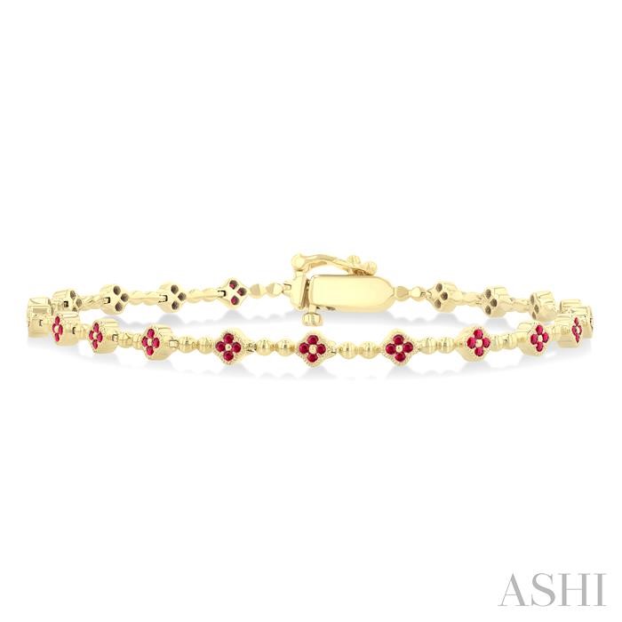 Bead Clover Gemstone & Diamond Bracelet
