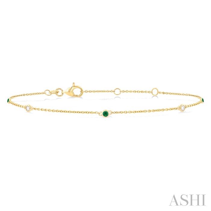 Gemstone & Diamond Station Chain Bracelet