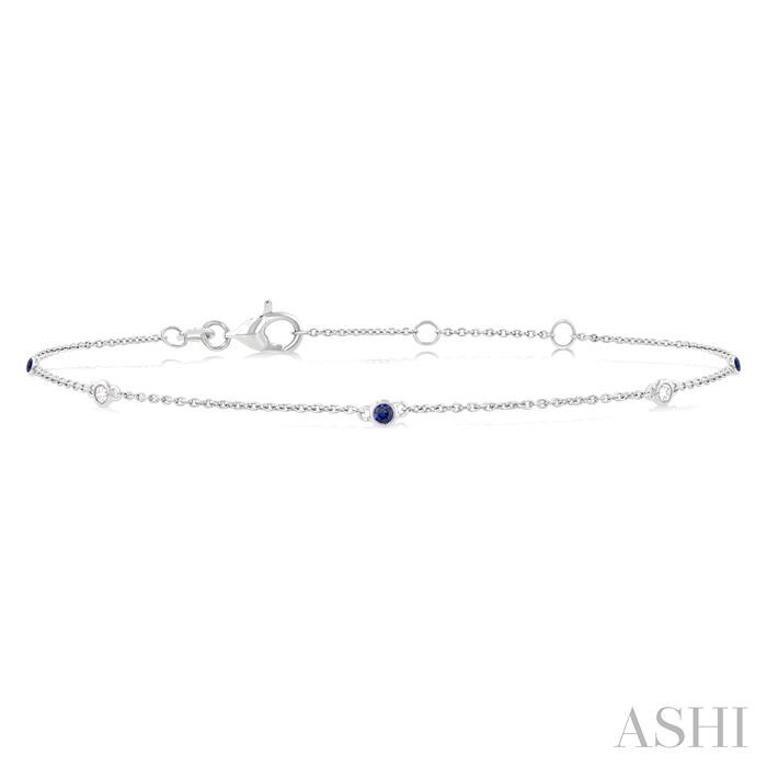 Gemstone & Diamond Station Chain Bracelet
