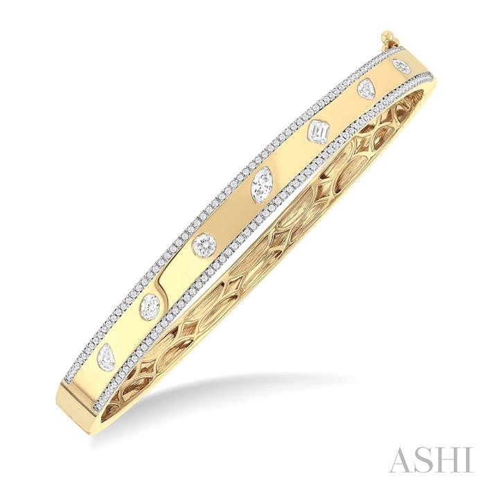 Mixed Shape Bezel Set Diamond Fashion Bangle