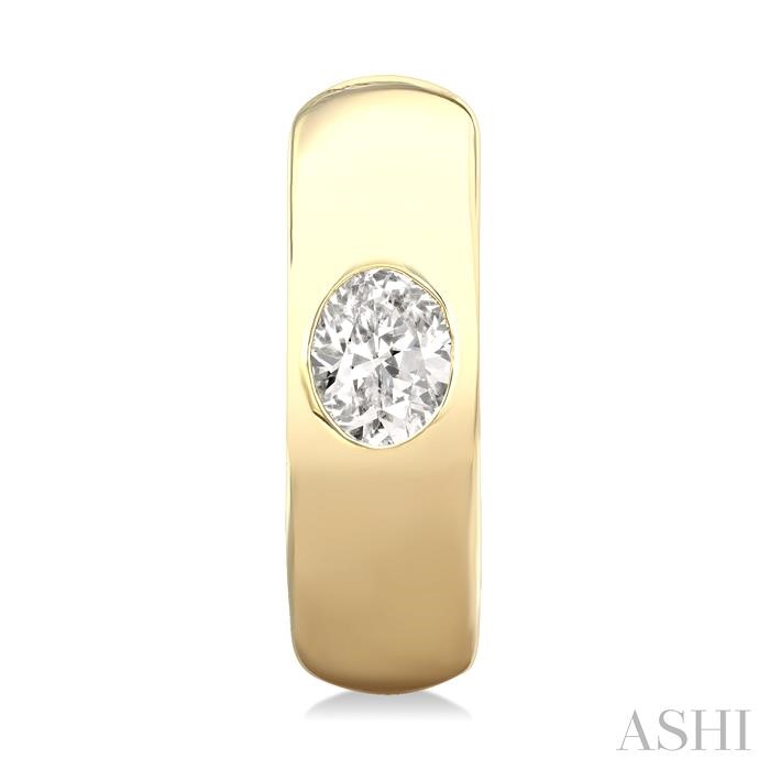 Oval Shape Bezel Set Diamond Huggie Fashion Earrings