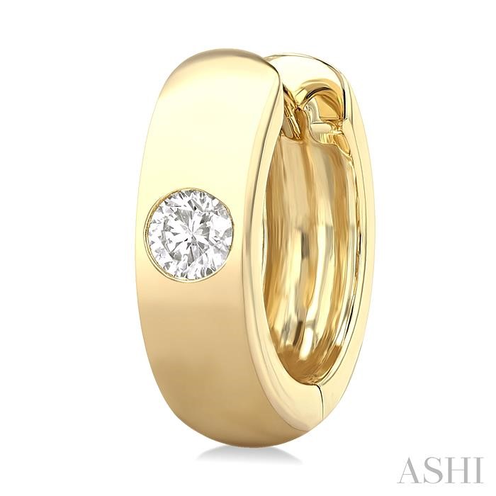 Round Shape Bezel Diamond Huggie Earrings