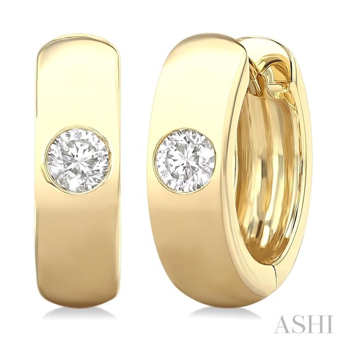 Round Shape Bezel Diamond Huggie Earrings