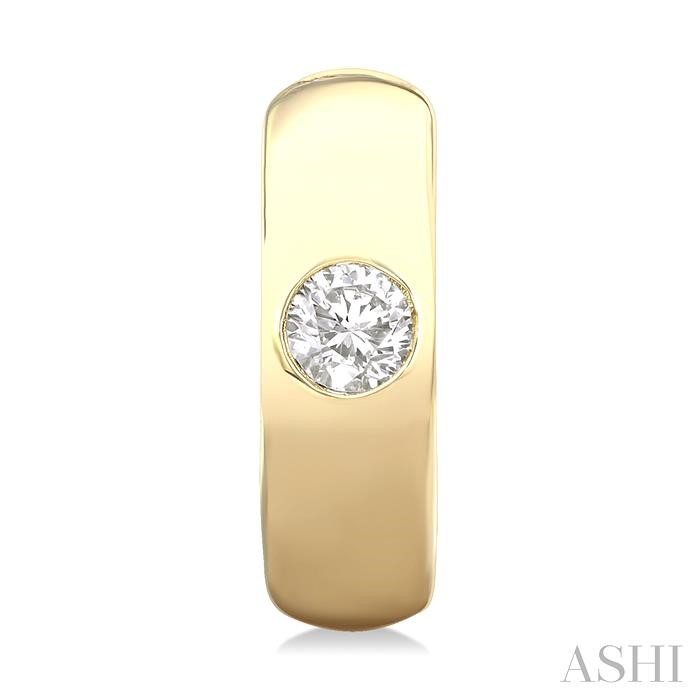 Round Shape Bezel Diamond Huggie Earrings