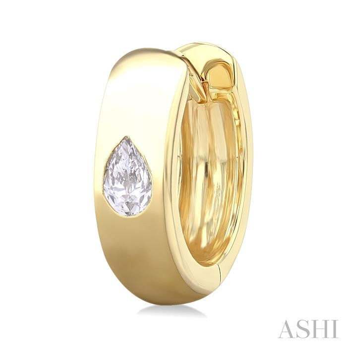 Pear Shape Bezel Set Diamond Huggie Fashion Earrings