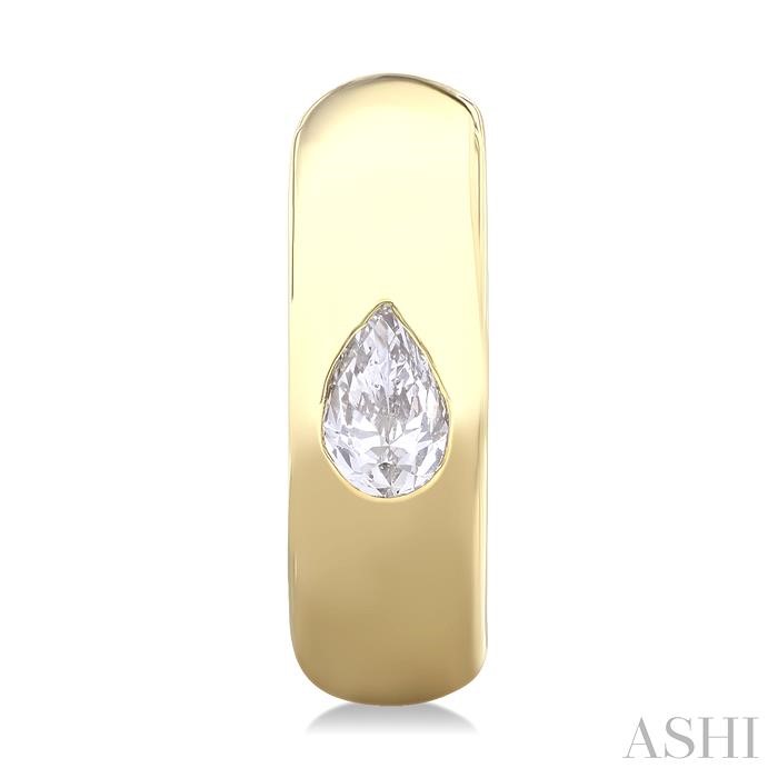 Pear Shape Bezel Set Diamond Huggie Fashion Earrings