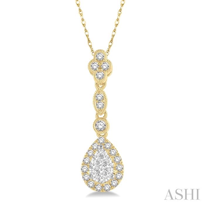 Pear Shape Halo Lovebright Diamond Pendant