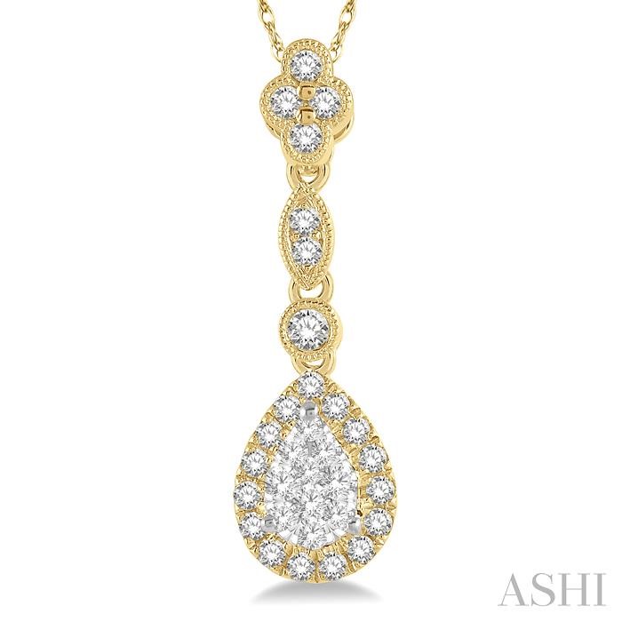 Pear Shape Halo Lovebright Diamond Pendant