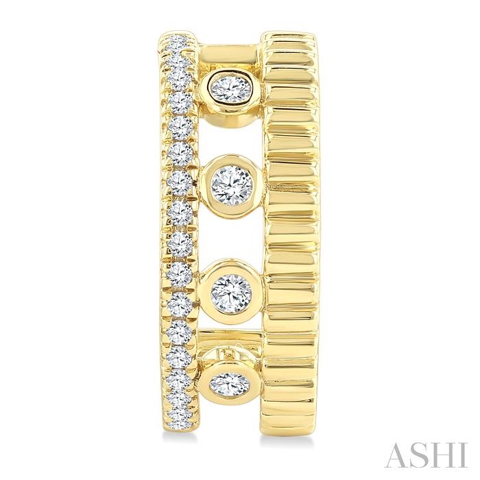 Golden Glow Bezel Layered Diamond Fashion Half Hoop Earrings