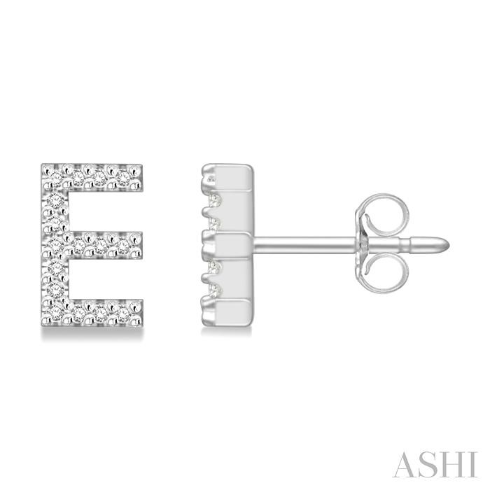 Block 'E' Initial Diamond Earrings