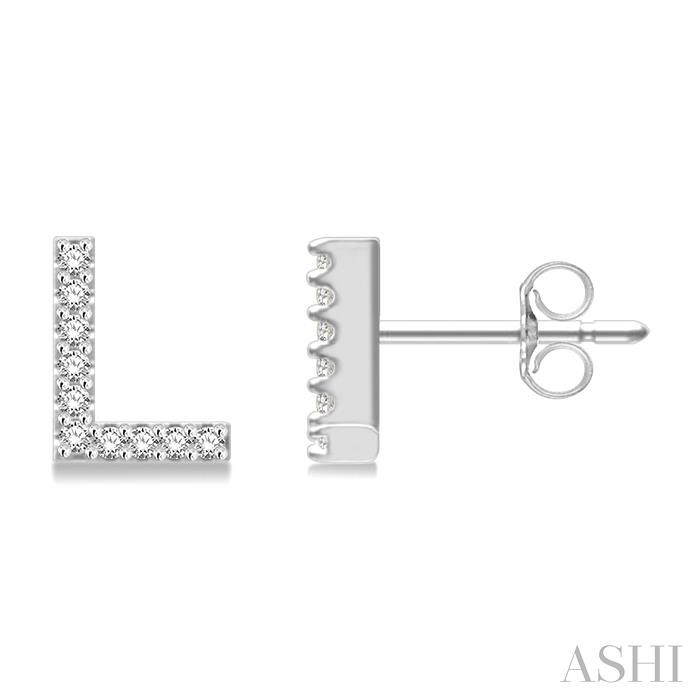 Block 'L' Initial Diamond Earrings