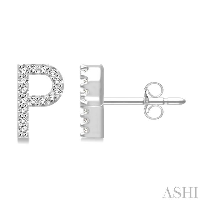 Block 'P' Initial Diamond Earrings