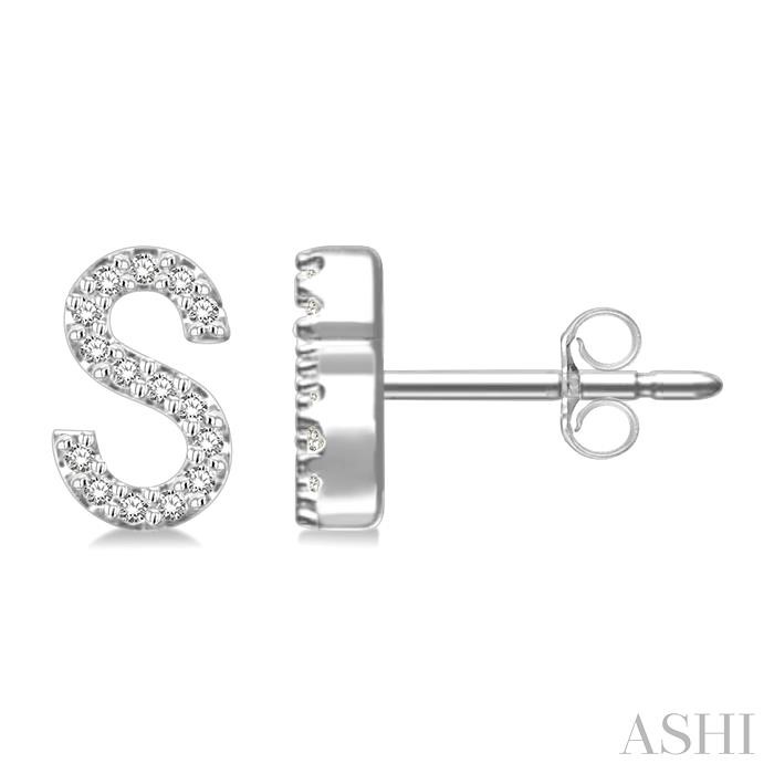 Block 'S' Initial Diamond Earrings