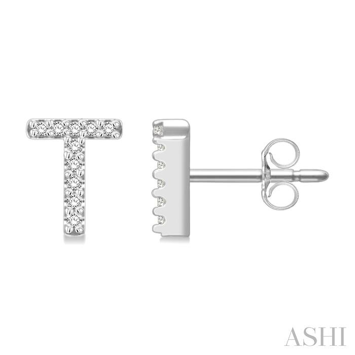 Block 'T' Initial Diamond Earrings