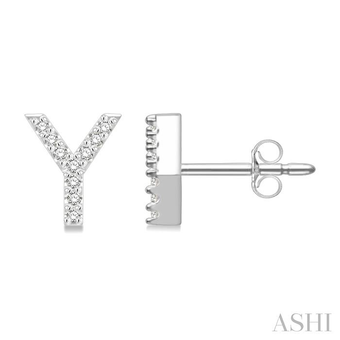 Block 'Y' Initial Diamond Earrings