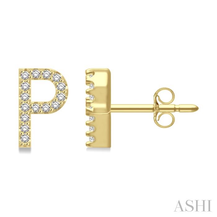 Block 'P' Initial Diamond Earrings