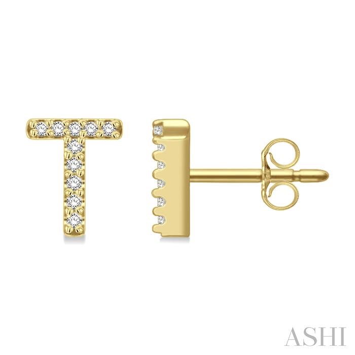 Block 'T' Initial Diamond Earrings
