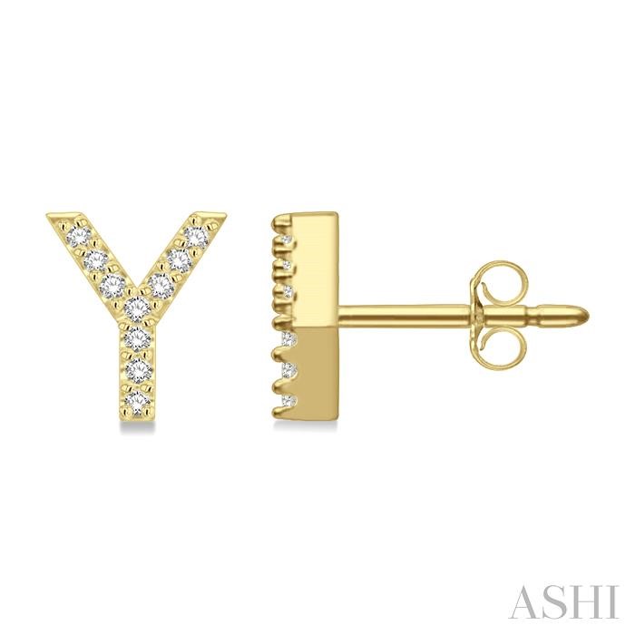 Block 'Y' Initial Diamond Earrings