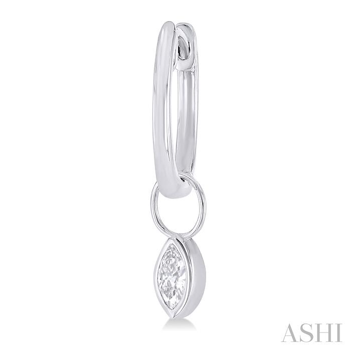Marquise Shape Bezel Set Diamond Huggie Fashion Earrings