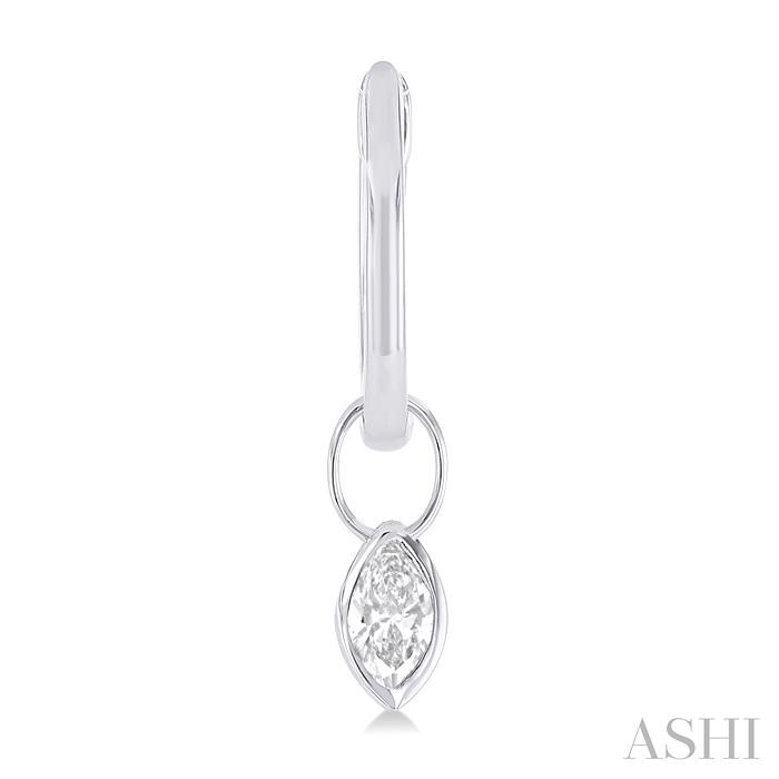 Marquise Shape Bezel Set Diamond Huggie Fashion Earrings