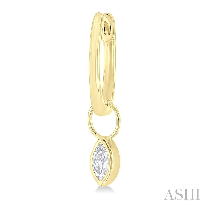 Marquise Shape Bezel Set Diamond Huggie Fashion Earrings