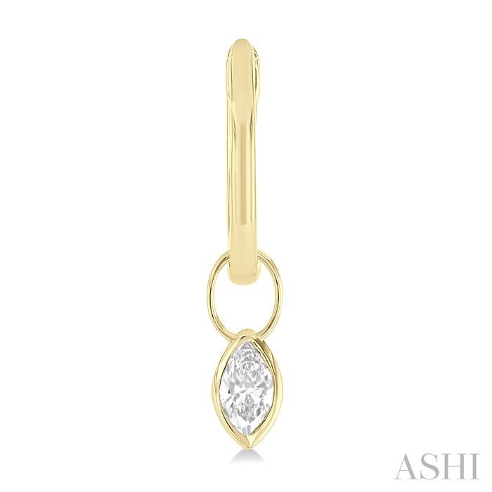 Marquise Shape Bezel Set Diamond Huggie Fashion Earrings