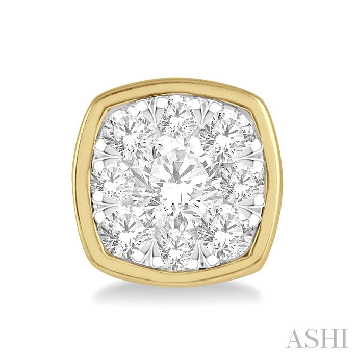 Cushion Shape Bezel Set Lovebright Essential Diamond Stud Earrings
