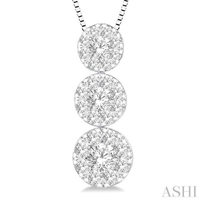 Round Shape Past Present & Future Lovebright Essential Diamond Pendant