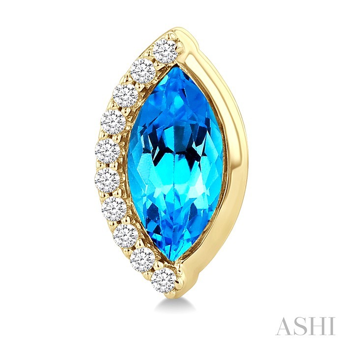 Marquise Shape Gemstone & Diamond Stud Earrings