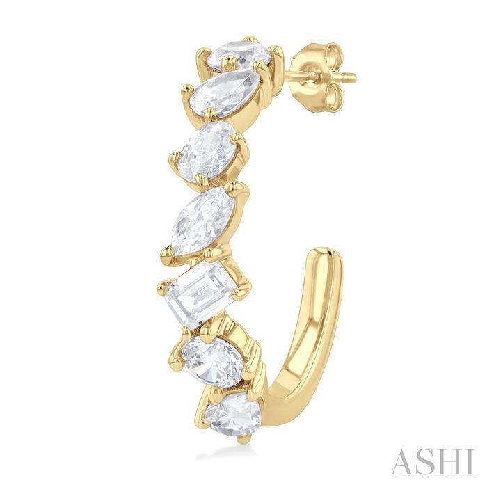 Mixed Shape Scatter Diamond Fashion Half Hoop Earrings