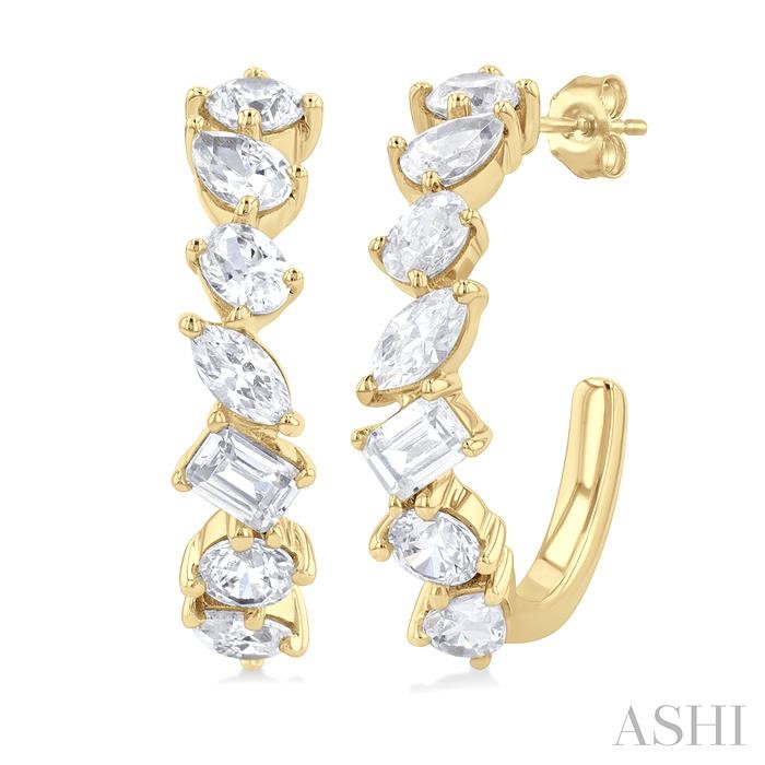 Mixed Shape Scatter Diamond Fashion Half Hoop Earrings