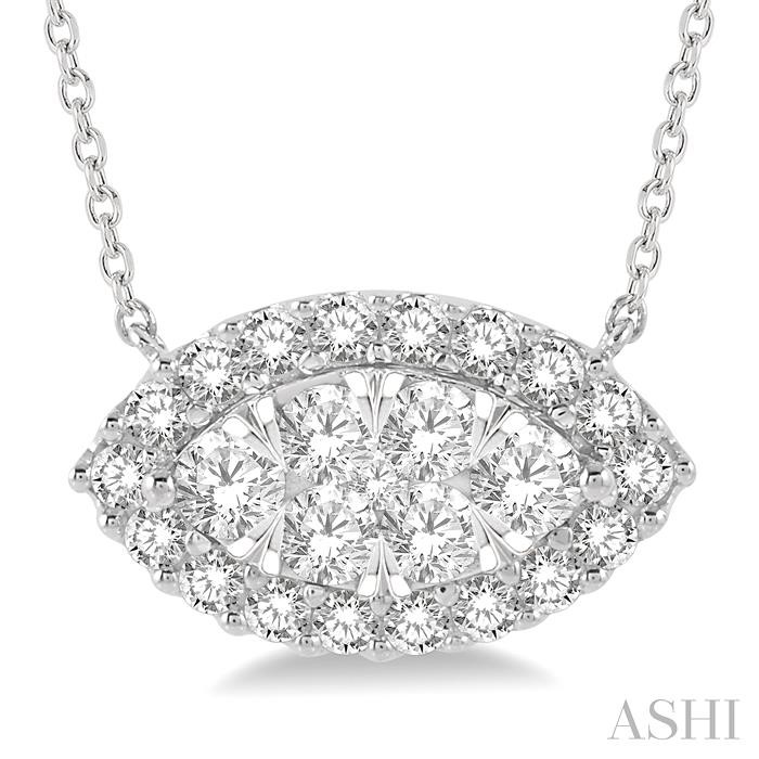 MARQUISE SHAPE EAST-WEST HALO LOVEBRIGHT ESSENTIAL DIAMOND NECKLACE