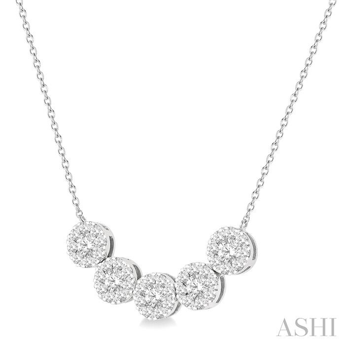 Round Shape 5 Stone Lovebright Essential Diamond Smile Necklace