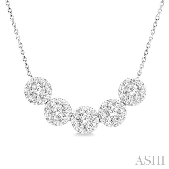 Round Shape 5 Stone Lovebright Essential Diamond Smile Necklace